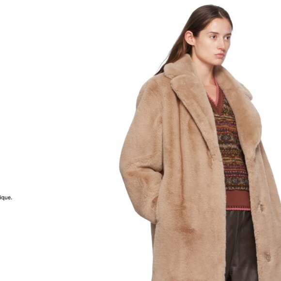 Stand Studio Beige Maria Faux-Fur Coat  Size Small - Picture 8 of 10